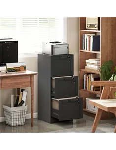 HOMCOM 3-Drawer Filing Cabinet with Lock - Black 2