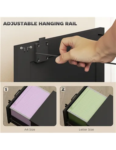 HOMCOM 3-Drawer Filing Cabinet with Lock - Black