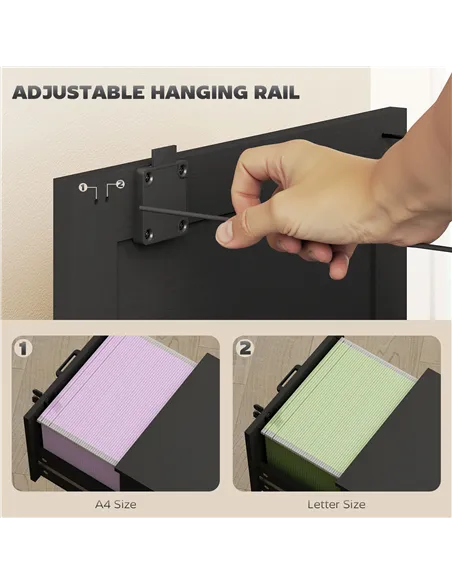 HOMCOM 3-Drawer Filing Cabinet with Lock - Black