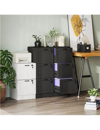 HOMCOM 3-Drawer Filing Cabinet with Lock - Black