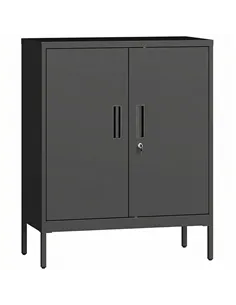 HOMCOM Metal Storage Cabinet with Lock and Adjustable Shelves - Black