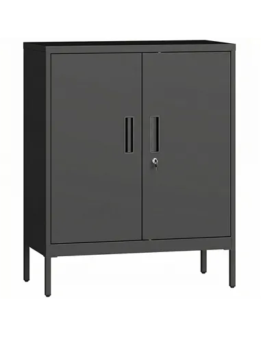 HOMCOM Metal Storage Cabinet with Lock and Adjustable Shelves - Black