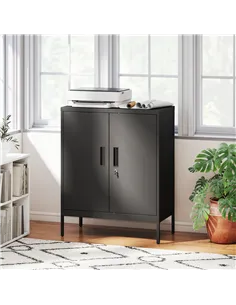 HOMCOM Metal Storage Cabinet with Lock and Adjustable Shelves - Black 2