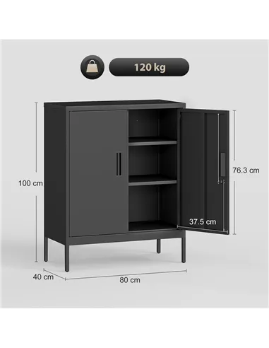 HOMCOM Metal Storage Cabinet with Lock and Adjustable Shelves - Black
