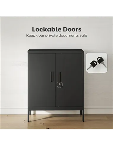 HOMCOM Metal Storage Cabinet with Lock and Adjustable Shelves - Black