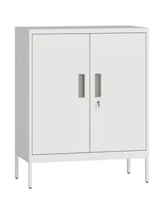 HOMCOM Metal Storage Cabinet with Lock and Adjustable Shelves - White