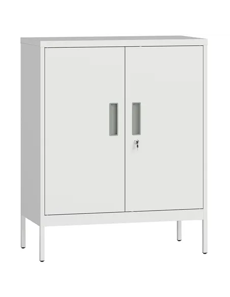 HOMCOM Metal Storage Cabinet with Lock and Adjustable Shelves - White