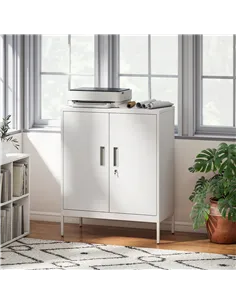 HOMCOM Metal Storage Cabinet with Lock and Adjustable Shelves - White 2