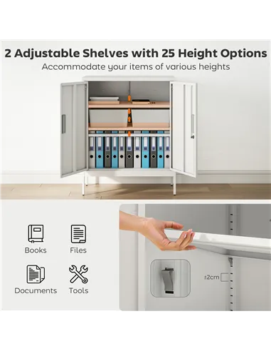 HOMCOM Metal Storage Cabinet with Lock and Adjustable Shelves - White
