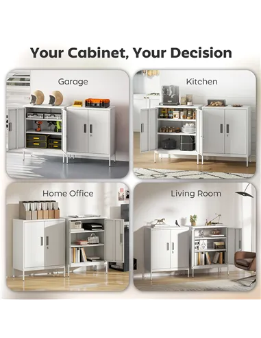 HOMCOM Metal Storage Cabinet with Lock and Adjustable Shelves - White