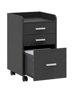 HOMCOM 3 Drawer Filing Cabinet, Rolling File Cabinet with Edged Top for Letter, A4 Size, Hanging File Folders, Black