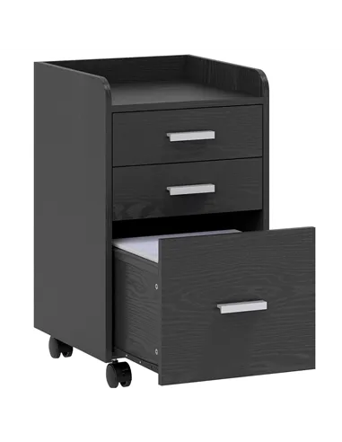 HOMCOM 3 Drawer Filing Cabinet, Rolling File Cabinet with Edged Top for Letter, A4 Size, Hanging File Folders, Black