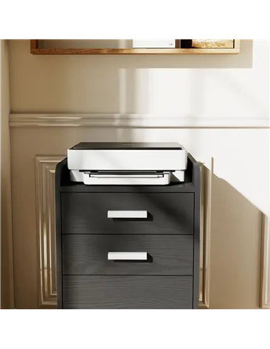 HOMCOM 3 Drawer Filing Cabinet, Rolling File Cabinet with Edged Top for Letter, A4 Size, Hanging File Folders, Black