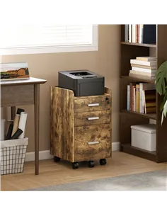 HOMCOM 3 Drawer Filing Cabinet with Lock, Rolling File Cabinet with Edged Top for Letter, A4 Size, Hanging File Folders 2