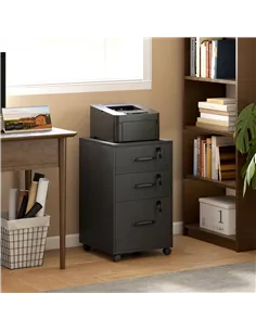 HOMCOM Three Drawer Wood-Effect Filing Cabinet - Black 2