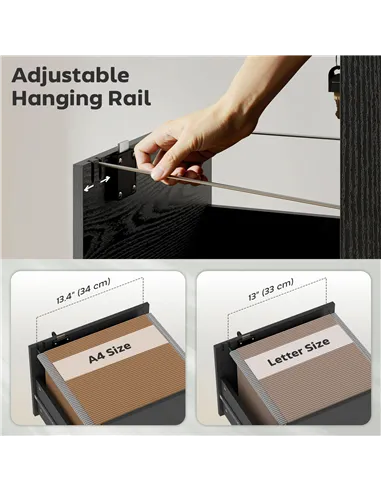 HOMCOM Three Drawer Wood-Effect Filing Cabinet - Black