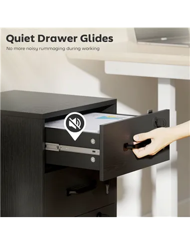 HOMCOM Three Drawer Wood-Effect Filing Cabinet - Black