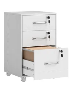 HOMCOM Three Drawer Wood-Effect Filing Cabinet - White