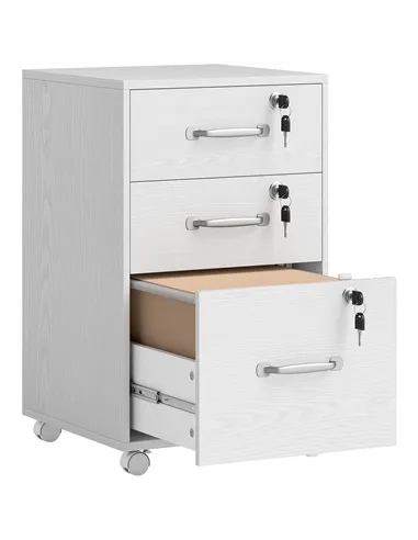 HOMCOM Three Drawer Wood-Effect Filing Cabinet - White