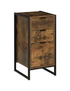 HOMCOM Bedroom Chest of Drawers, Industrial 3-Drawer Dresser, Storage Drawers Unit with Metal Frame for Living Room, Rustic Brow