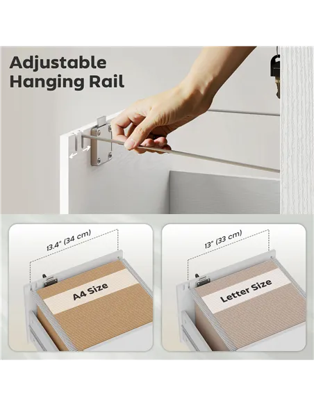 HOMCOM Three Drawer Wood-Effect Filing Cabinet - White