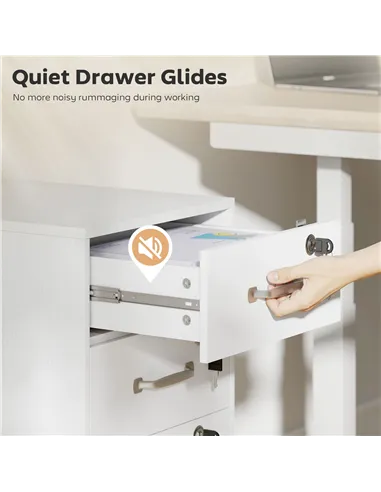 HOMCOM Three Drawer Wood-Effect Filing Cabinet - White