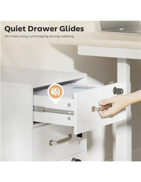 HOMCOM Three Drawer Wood-Effect Filing Cabinet - White