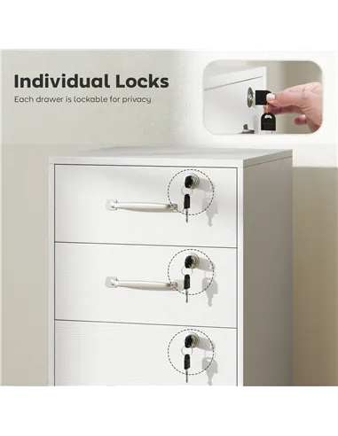 HOMCOM Three Drawer Wood-Effect Filing Cabinet - White