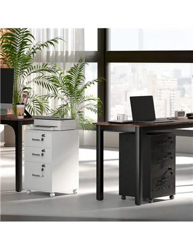 HOMCOM Three Drawer Wood-Effect Filing Cabinet - White