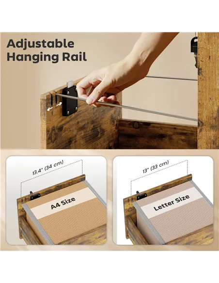 HOMCOM Three Drawer Wood-Effect Filing Cabinet - Rustic Brown