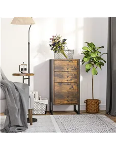 HOMCOM Bedroom Chest of Drawers, Industrial 3-Drawer Dresser, Storage Drawers Unit with Metal Frame for Living Room, Rustic Brow 2
