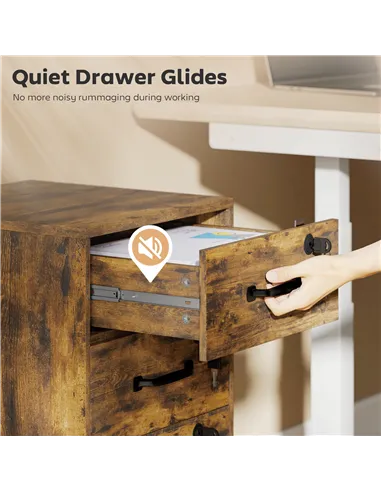 HOMCOM Three Drawer Wood-Effect Filing Cabinet - Rustic Brown