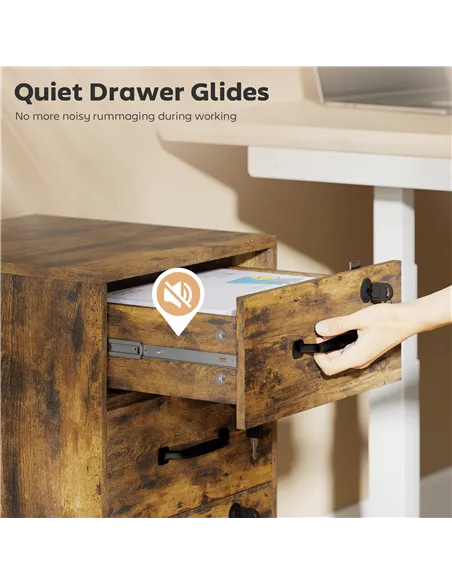 HOMCOM Three Drawer Wood-Effect Filing Cabinet - Rustic Brown