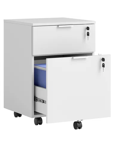 HOMCOM Two-Drawer Lockable Filing Cabinet - White