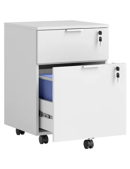 HOMCOM Two-Drawer Lockable Filing Cabinet - White