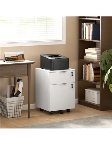 HOMCOM Two-Drawer Lockable Filing Cabinet - White