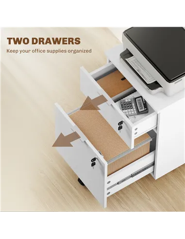 HOMCOM Two-Drawer Lockable Filing Cabinet - White