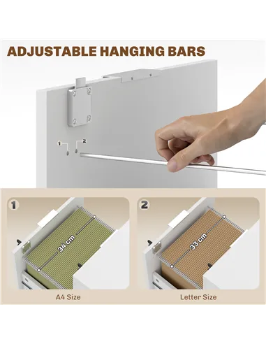 HOMCOM Two-Drawer Lockable Filing Cabinet - White