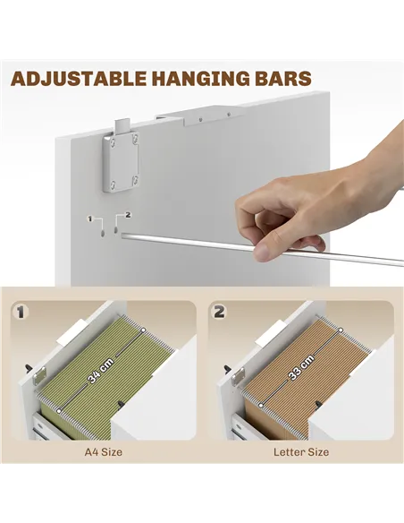 HOMCOM Two-Drawer Lockable Filing Cabinet - White