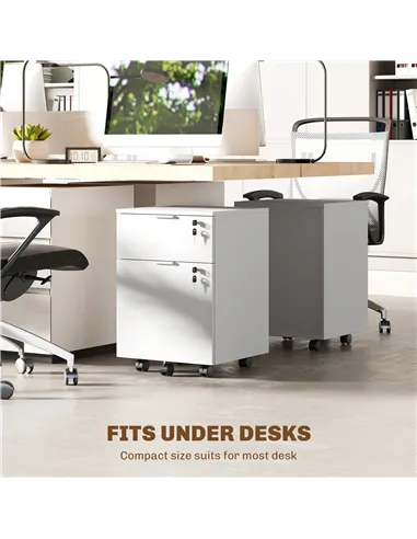 HOMCOM Two-Drawer Lockable Filing Cabinet - White