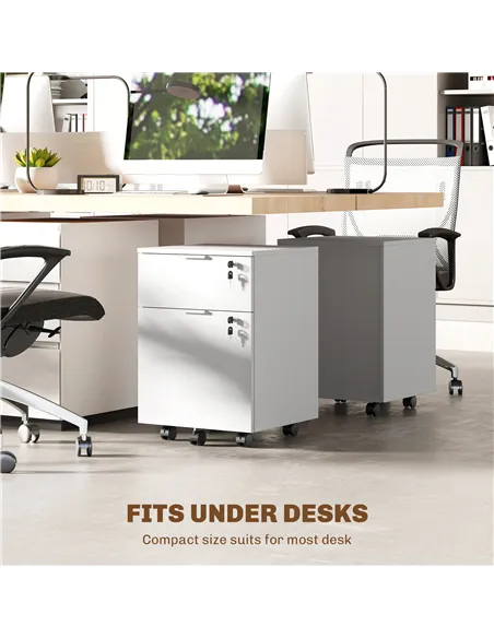 HOMCOM Two-Drawer Lockable Filing Cabinet - White