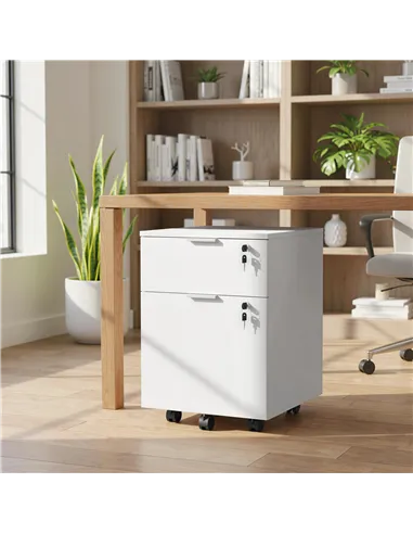 HOMCOM Two-Drawer Lockable Filing Cabinet - White