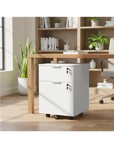 HOMCOM Two-Drawer Lockable Filing Cabinet - White