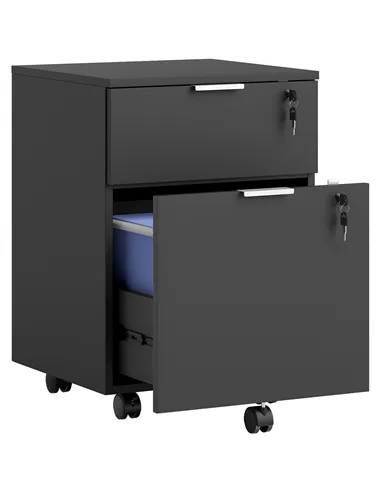HOMCOM Two-Drawer Lockable Filing Cabinet - Black