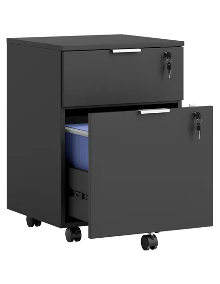 HOMCOM Two-Drawer Lockable Filing Cabinet - Black