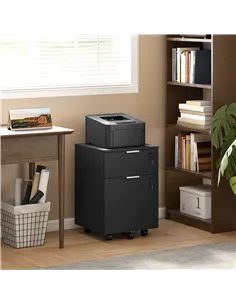 HOMCOM Two-Drawer Lockable Filing Cabinet - Black 2