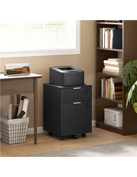 HOMCOM Two-Drawer Lockable Filing Cabinet - Black