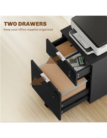 HOMCOM Two-Drawer Lockable Filing Cabinet - Black
