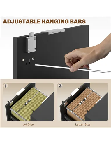 HOMCOM Two-Drawer Lockable Filing Cabinet - Black