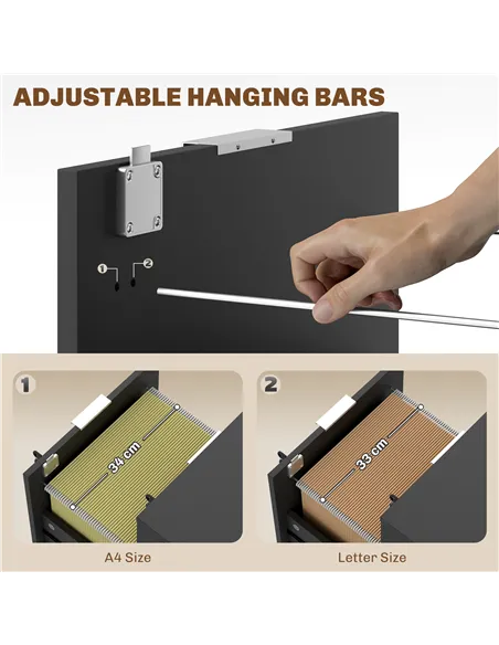 HOMCOM Two-Drawer Lockable Filing Cabinet - Black